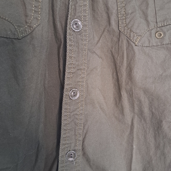 Vintage Converse One Star Mens Medium Olive Dark Green Utility Button-Down Shirt - Picture 3 of 8
